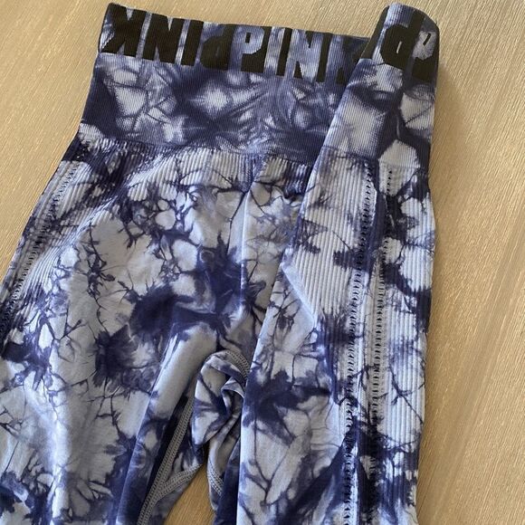 Pink Victoria's Secret  Ultimate Blue Tie Dye Tight Leggings Women’s Size S - Picture 7 of 13